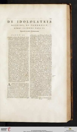 De Idololatriæ Origine, ac Progressv, libri secvndi pars II: Quæ est de cultu Elementorum