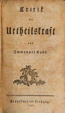 Critik der Urtheilskraft
