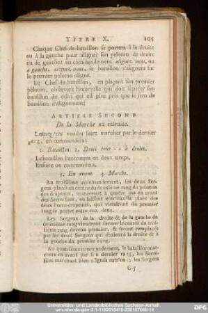 Article Second De la Marche en retraite.