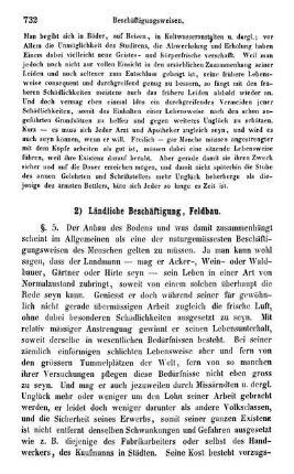 2) Ländliche Beschäftigung, Feldbau.
