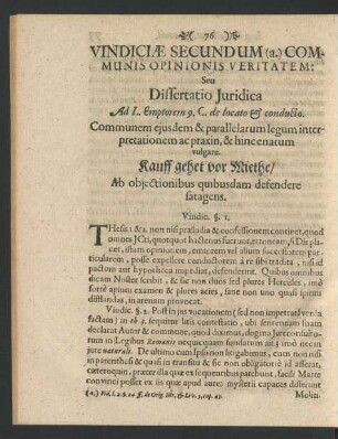 Vindiciae Secundum (a.) Communis Opinionis Veritatem: [...]