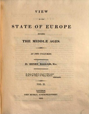 View of the state of Europe during the Middle ages, 2