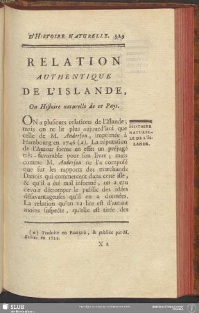 Relation Authentique De L'Islande, Ou Histoire naturelle de ce Pays