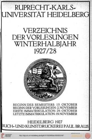 Wintersemester 1927/1928