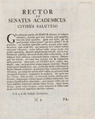 3, Rector et Senatus Academicus Civibus Salutem!
