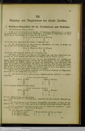 XII. Auszüge aus Regulativen der Stadt Zwickau