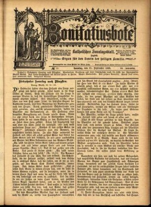 Erste Ausgabe vom Sonntag, den 25. September 1898.