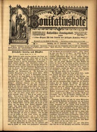 Erste Ausgabe vom Sonntag, den 25. September 1898.