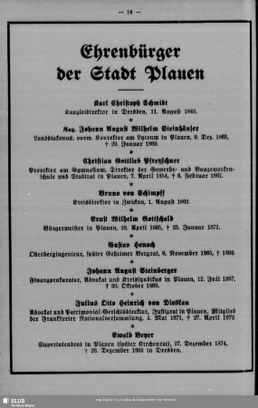 Ehrenbürger der Stadt Plauen