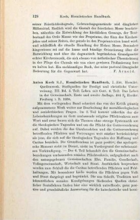 128-129 [Rezension] Koch, Anton, Leben mit Gott. Das Leben in der Gemeinschaft. - 1. u. 2. Aufl