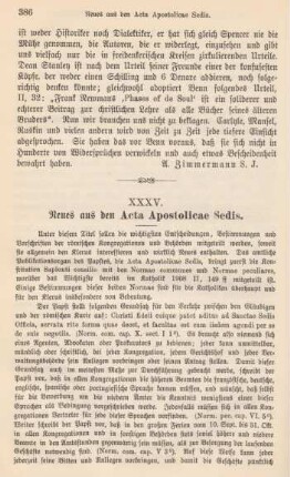 386-390 Neues aus den Acta Apostolicae Sedis