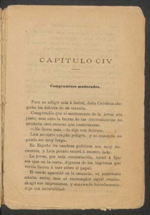 Capítulo CIV - Compromisos moderados.