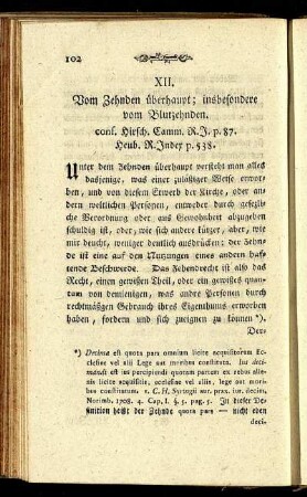 XII. Vom Zehnden überhaupt; inbesondere vom Blutzehenden.