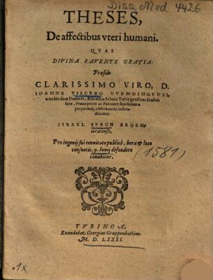 Theses, De affectibus vteri [uteri] humani