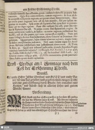 Trost-Predigt am I. Sonntage nach dem Fest der Erscheinung Christi