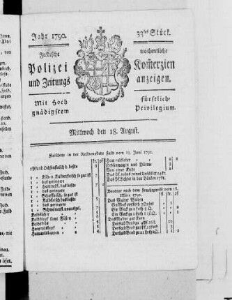 33tes Stück., Ausgabe vom 18. August 1790