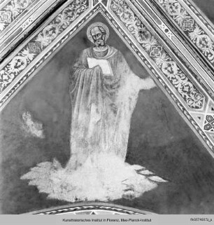 Ausmalung der Cappella della Croce : Gewölbemalerei mit den 4 Evangelisten und 3 Franziskanerheiligen : Die vier Evangelisten