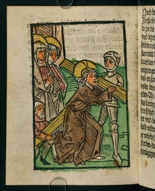104v, Holzschnitt (Jesus trägt sein Kreuz)