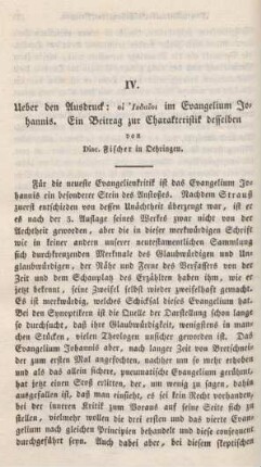 96-135 Ueber den Ausdruck oi Iudaioi im Evangelium Johannis : Ein Beitrag zur Charakteristik desselben