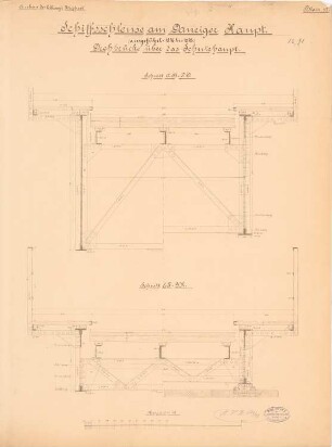 Schleuse Danziger Haupt, Danzig: Drehbrücke über das Schutzhaupt: Schnitte 1:10