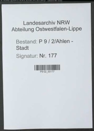 Sterberegister Standesamt Ahlen-Stadt
