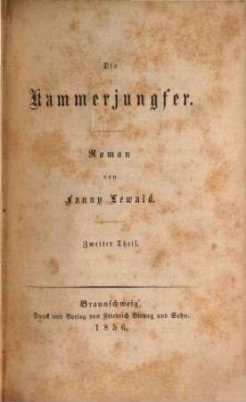 Die Kammerjungfer : Roman von Fanny Lewald, 2
