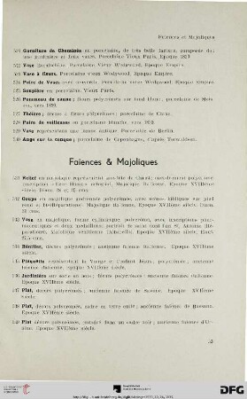Faiences & Majoliques (Nr. 531-558)