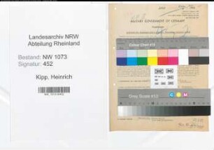Entnazifizierung Heinrich Kipp , geb. 19.05.1889 (Lagerverwalter)