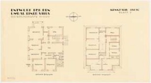 Umbau eines Landhauses Monatskonkurrenz Februar 1933: Grundriss Erdgeschoss, Dachgeschoss 1:100