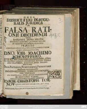 Dissertatio Inauguralis Juridica De Falsa Ratione Decidendi