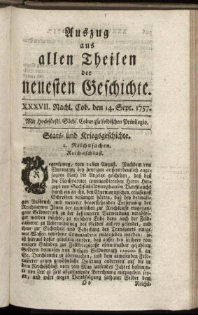 XXXVII. Nachl. Cob. den 14. Sept. 1757.