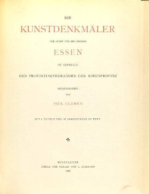 Die Kunstdenkmäler der Stadt und des Kreises Essen