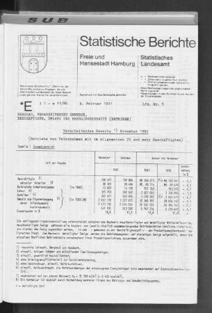 Verarbeitendes Gewerbe November 1980 : Lfd. Nr. 5