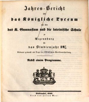 Ueber die Haupt-Ursachen der Kränklichkeit der Studirenden und über einige Mittel, denselben zu begegnen
