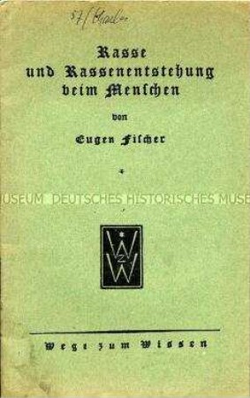 Kommunistische Tarnschrift mit einem Aufsatz von Jürgen Kuczynski zur Kriegsvorbereitung Hitler-Deutschlands im Einband einer Schrift zur NS-Rassenpolitik