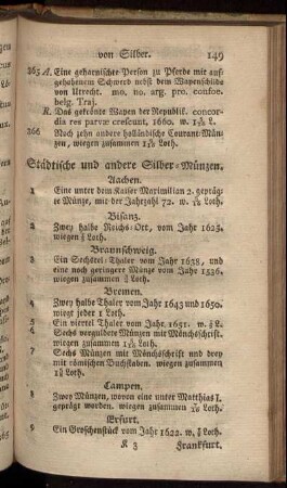 Städtische und andere Silber-Münzen. - Medaillen von Silber.