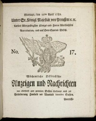 No. 17. Montags, den 22ten April 1782