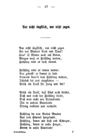 Nur nicht ängstlich, nur nicht zagen