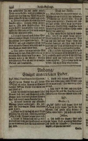 Anhang/ Einiger auserlesenen Lieder.