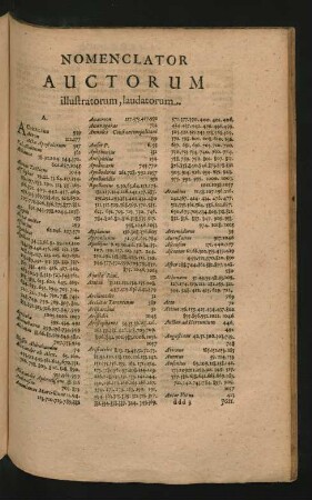 Nomenclator Auctorum illustratorum, laudatorum.