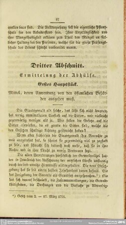 Dritter Abschnitt. Ermittelung der Abhülfe
