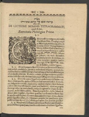 [...] Hoc est, De Lectione Nominis Tetragrammati, quod dicitur, Exercitatio Philologica Prima.