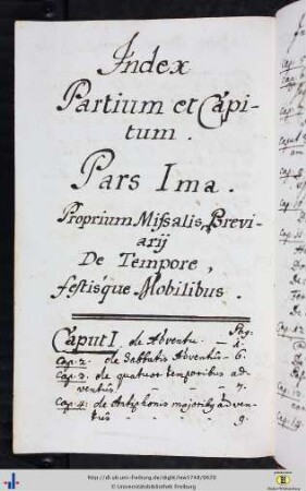 Index Partium et Capitum.