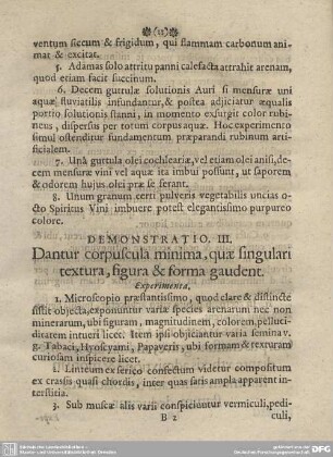 DEMONSTRATIO. III. Dantur corpuscula minima, quae singulari textura, figura & forma gaudent.