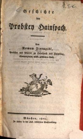 Geschichte der Probstey Hainspach