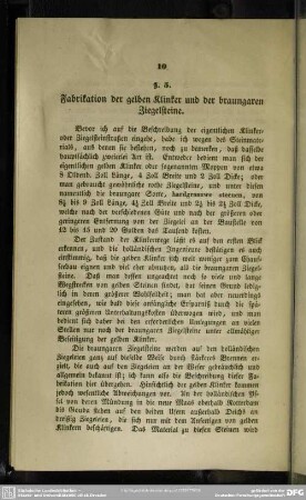 §. 5. Fabrikation der gelben Klinker und der braungaren Ziegelsteine