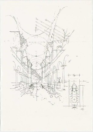 Döllgast, Hans; München; Allerheiligen Hofkirche - Innenraum (Perspektive; Grundriss)
