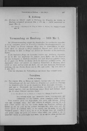 Versammlung zu Hamburg. - 1458 Mai 1.