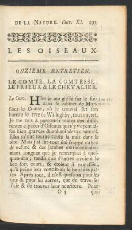 Onzieme entretien. Les Oiseaux.