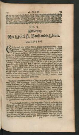 Erklärung Der Epistel S. Pauli an die Ebräer.